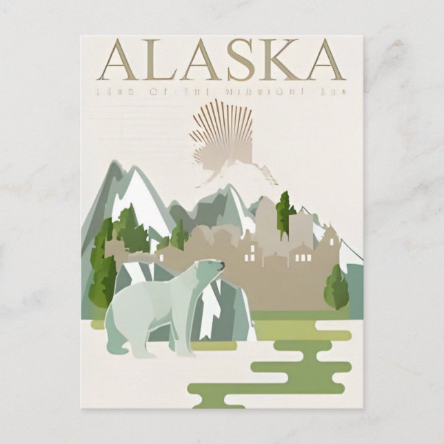 Carte Postale Bienvenue en ALASKA Etat d'Amérique (Devant)