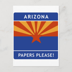 Carte Postale Bienvenue en Arizona, Papers S'il vous plaît!