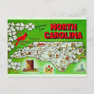 Carte Postale Bienvenue en Caroline du Nord verte