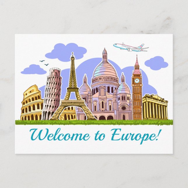 Carte Postale Bienvenue en Europe (Devant)