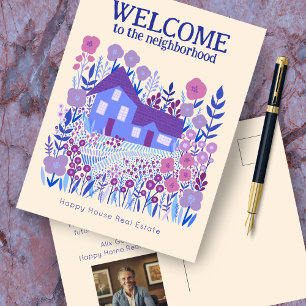 Carte Postale Bienvenue Fleurs de Ferme pour le Marketing Immobi