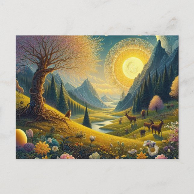 Carte Postale Bienvenue la mélodie du printemps sur l'équinoxe (Devant)
