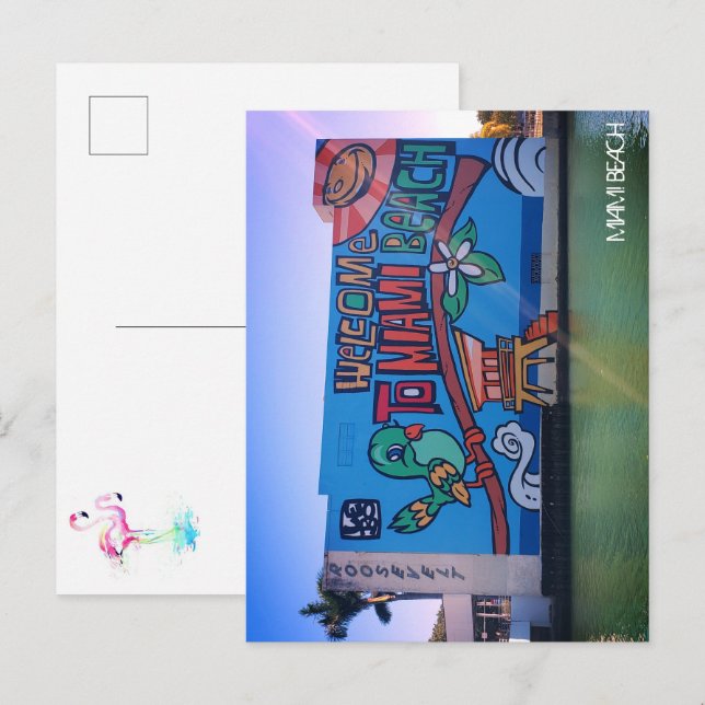 Carte Postale Bienvenue personnalisée à Miami Beach Floride Mur  (Devant / Derrière)