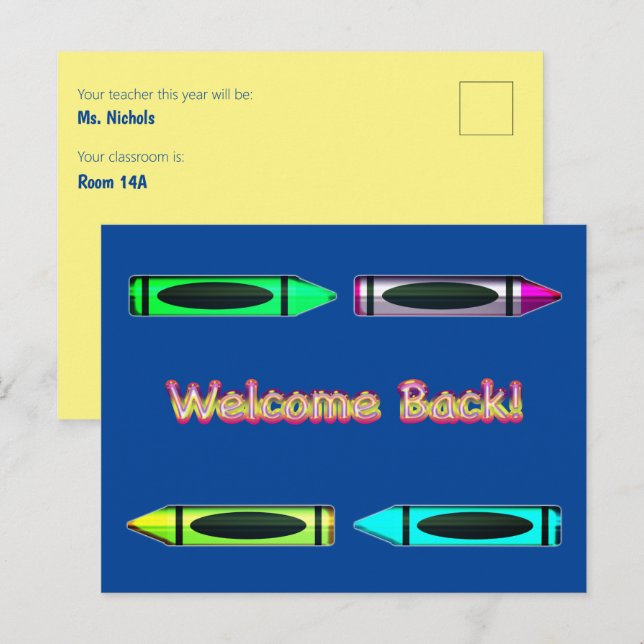Carte Postale Bienvenue Retour à l'école Conception personnalisé (Devant / Derrière)