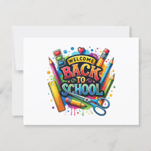 Carte Postale Bienvenue Retour à l'école Premier jour enseignant
