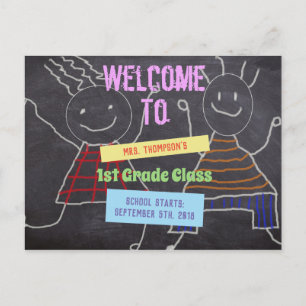 Carte Postale Bienvenue Retour À L'École Temps Enseignant Ajoute