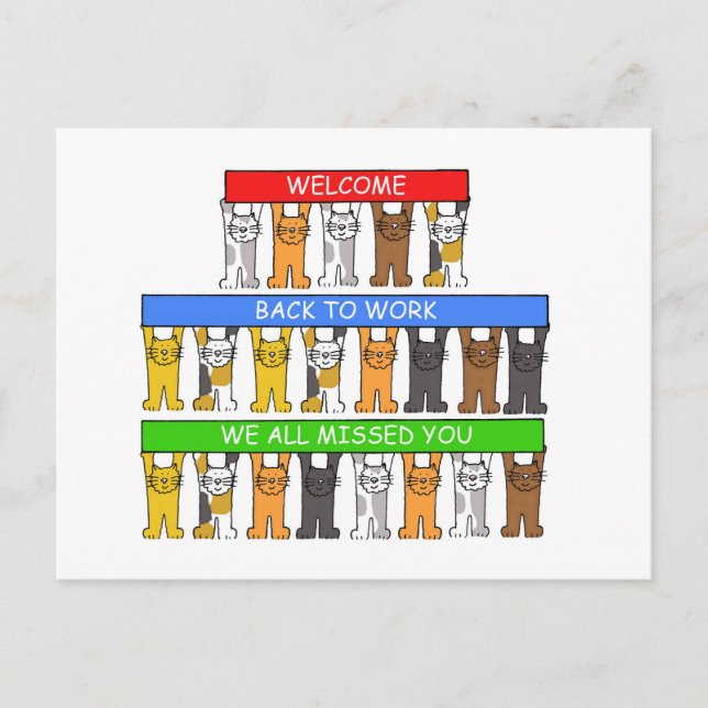 Carte Postale Bienvenue Retour au travail Vous avez tous manqué  (Devant)