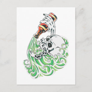 Carte Postale Bière à boire squelette
