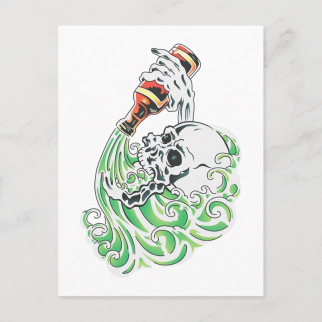 Carte Postale Bière à boire squelette (Devant)