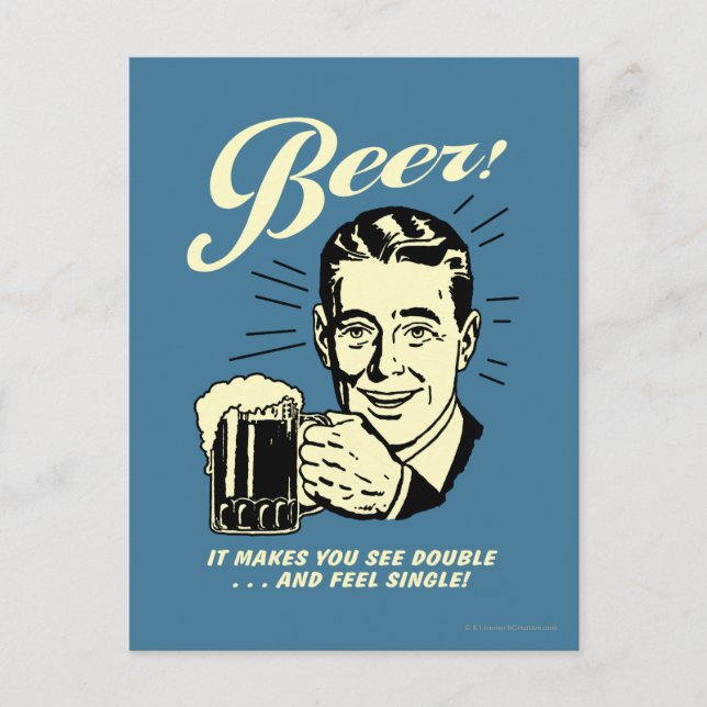 Carte Postale Bière : Ça Vous Fait Voir Double (Devant)