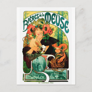 Carte Postale Bière de la Meuse Alphonse Mucha