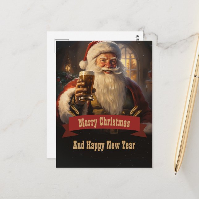 Carte Postale Bière du Père Noël (Devant/Arrière en situation)