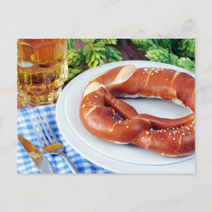 Carte Postale Bière et Bretzel. Oktoberfest