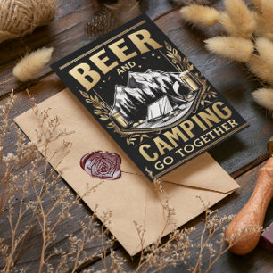 Carte Postale Bière Et Camping Ensemble