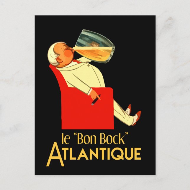 Carte Postale Bière française rétro et Le Bon Bock (nouveau) (Devant)