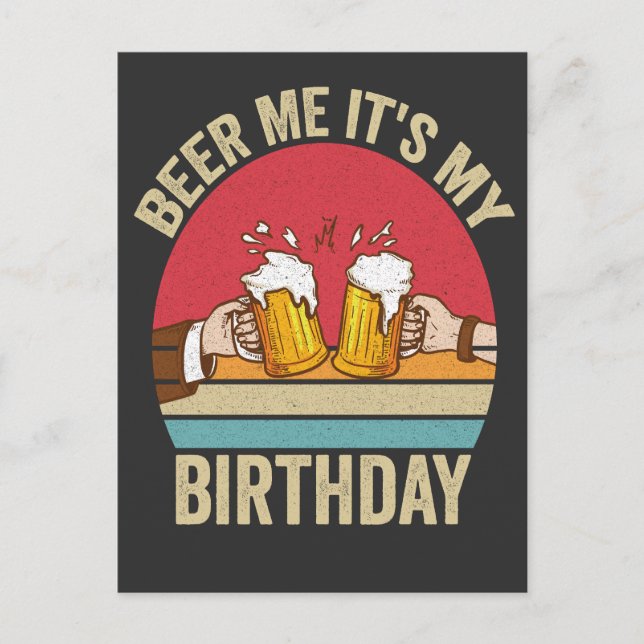 Carte Postale Bière moi c'est mon anniversaire Funny Sunset cade (Devant)