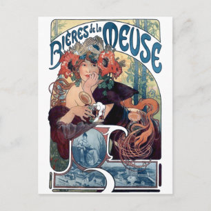 Carte Postale Bière Mucha Bières de la Meuse