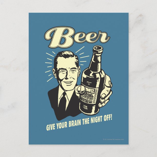 Carte Postale Bière : Offrez à votre cerveau la nuit de congé (Devant)