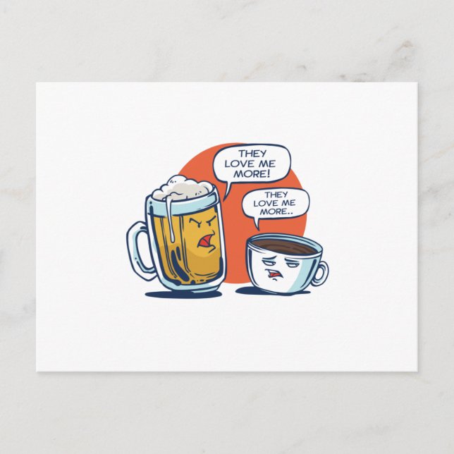 Carte Postale Bière Vs Café (Devant)