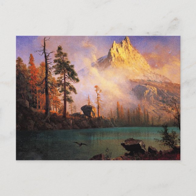Carte Postale Bierstadt - Lac de la montagne, peinture d'art (Devant)