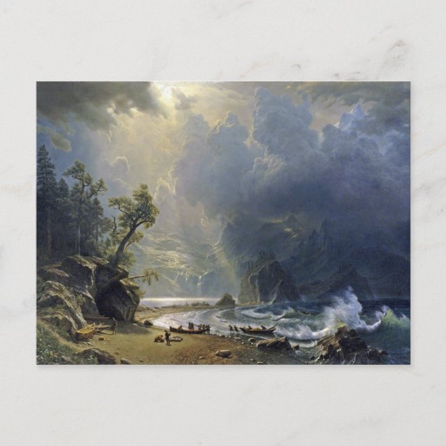 Carte Postale Bierstadt Puget Sound Peinture côtière du Pacifiqu (Devant)