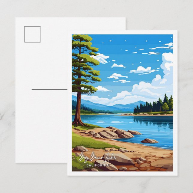 Carte Postale Big Bear Lake California Art Travel (Devant / Derrière)