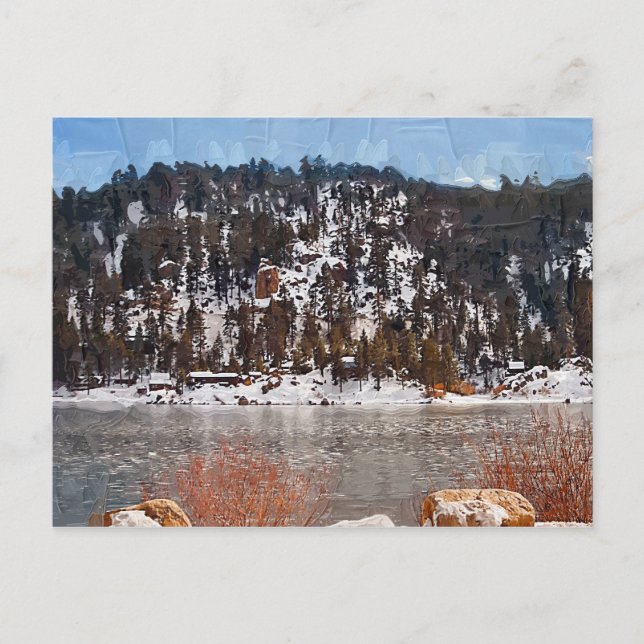 Carte Postale Big Bear Lake, Neige d'hiver (Devant)