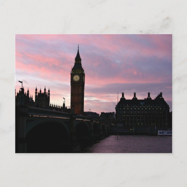 Carte Postale Big Ben au coucher du soleil, Londres (Devant)