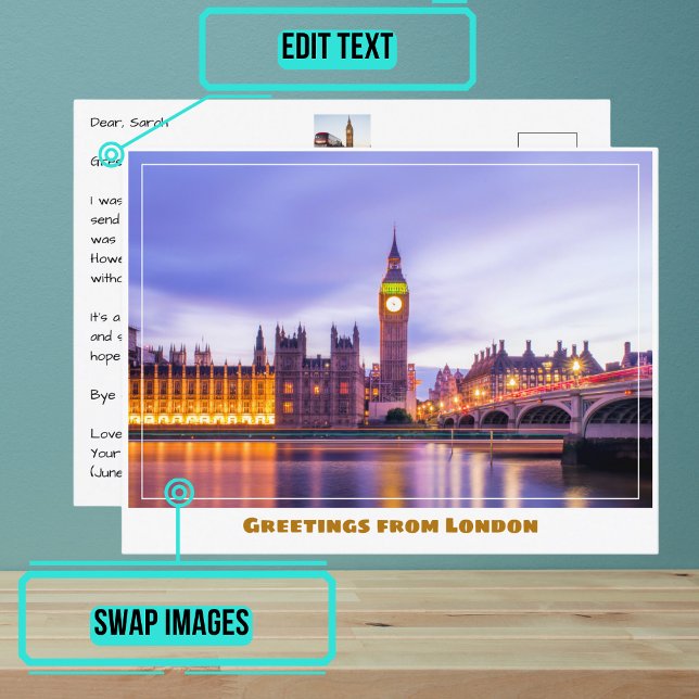 Carte Postale Big Ben & Chambres du Parlement à Londres Angleter (Share your experiences with these stylish template postcards.)