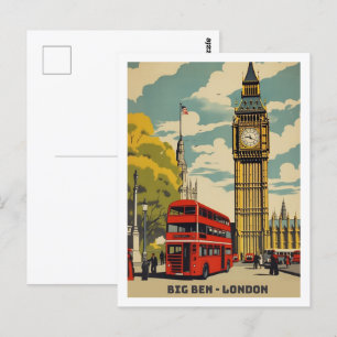 Carte Postale Big Ben London Célèbre Vintage voyage Place