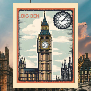 Carte Postale Big Ben Londres Royaume-Uni Voyage Rétro