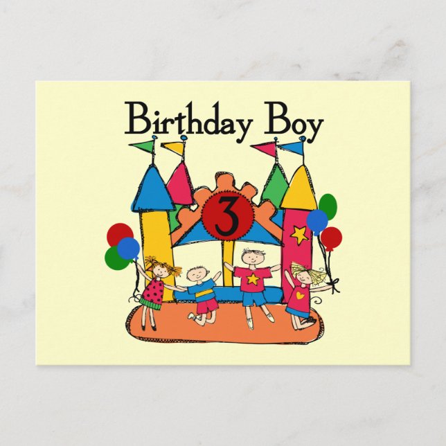 Carte Postale Big Bounce Boy 3e anniversaire T-shirts et cadeaux (Devant)