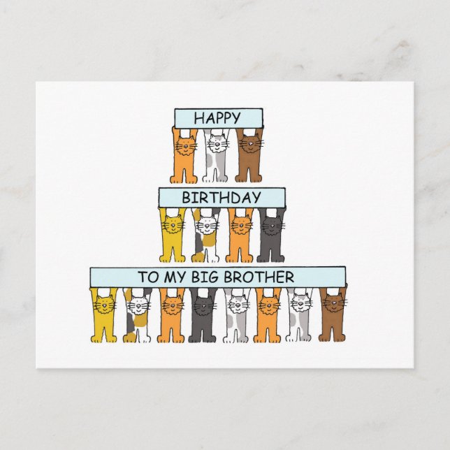 Carte Postale Big Brother Jappy Birthday Cartoon Cats (Devant)