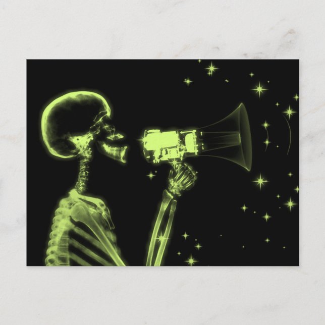 Carte Postale Big Faire-part X-Ray Skeleton - Lime Green (Devant)