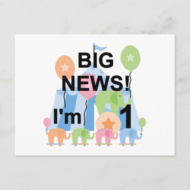 Carte Postale Big News Circus 1er Anniversaire T-shirts et cadea (Devant)