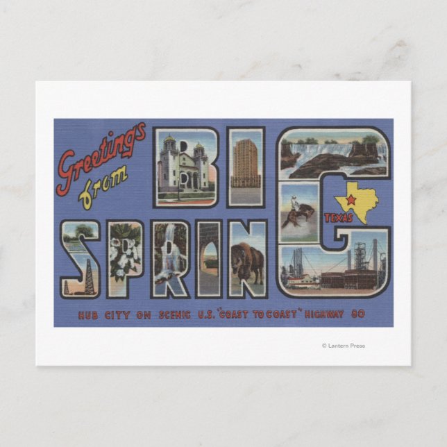 Carte Postale Big Spring, Texas - Scènes de grandes lettres (Devant)