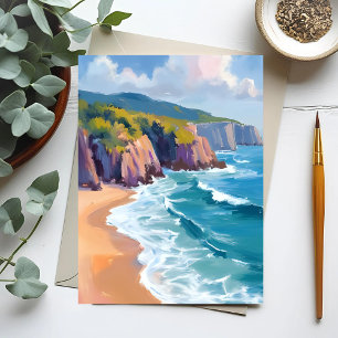 Carte Postale Big Sur, peinture à l'aquarelle de l'océan Califor