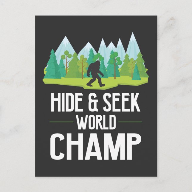 Carte Postale Bigfoot Croyant Plaisanterie Sasquatch Cacher Cham (Devant)