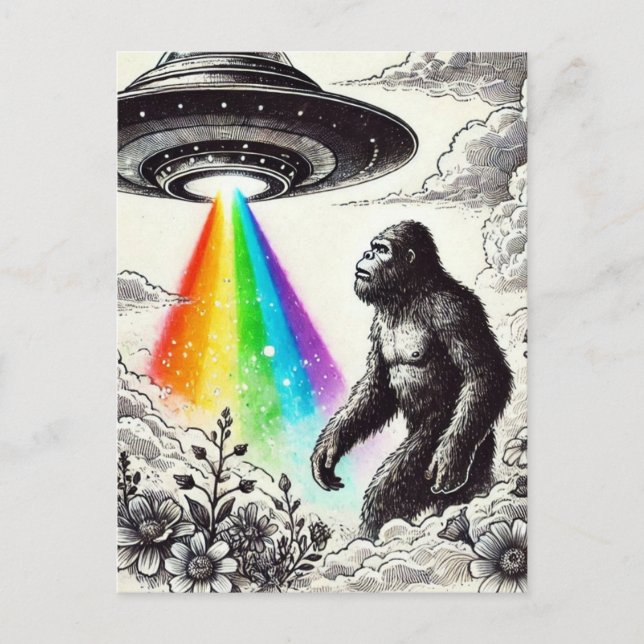 Carte Postale Bigfoot et l'OVNI (Devant)