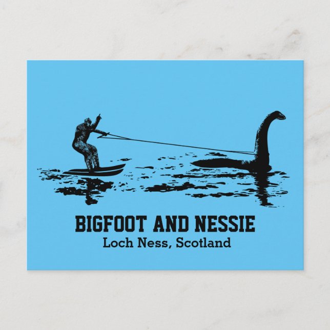Carte Postale Bigfoot et Nessie Loch Ness Texte personnalisé (Devant)