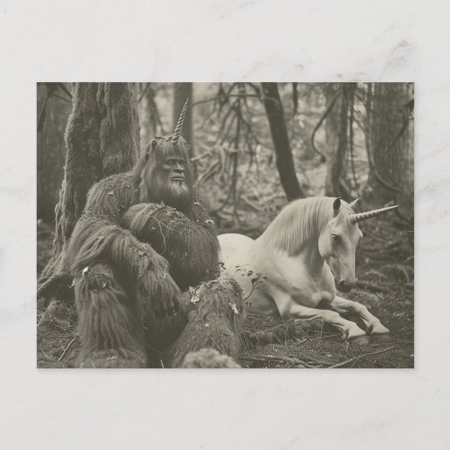 Carte postale Bigfoot et Unicorn Photographie Vint (Devant)