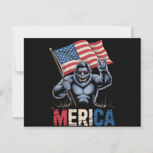 Carte Postale Bigfoot Merica Rock Drapeau Américain Patriotique 