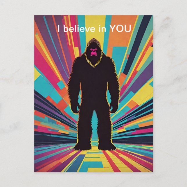 Carte Postale Bigfoot Rétro Avenir Dimension Message Positif (Devant)