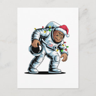 Carte Postale Bigfoot Sasquatch Astronaute Noël 2026 Vacances