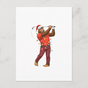 Carte Postale Bigfoot Sasquatch Golf Noël 2026 Vacances Sport