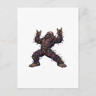 Carte Postale Bigfoot Sasquatch Joyeux Metal Noël Rock