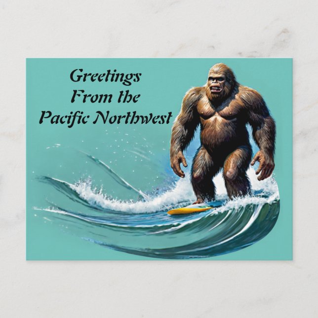 Carte Postale Bigfoot Yeti salutations du Pacifique Nord-Ouest (Devant)