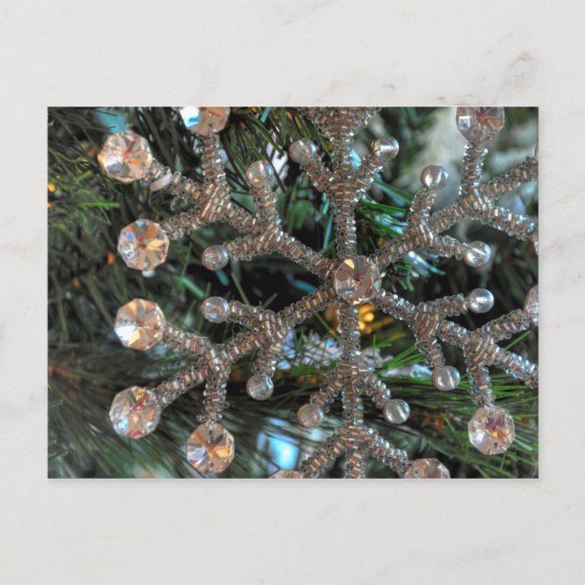 Carte Postale Bijoux Flocon de neige, arbre de Noël, ornement (Devant)