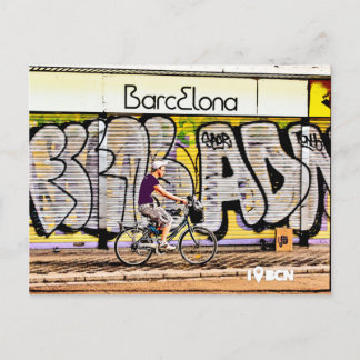 Carte Postale Bike riding on Barcelone, Spain