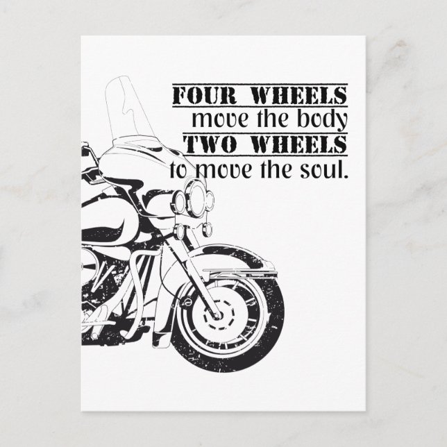 Carte Postale Biker Deux Wheels Move The Soul (Devant)